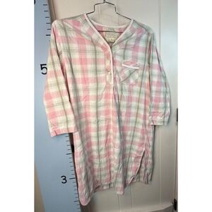 Victoria's Secret Country Cottons Flannel Nightgown M Pink Plaid Cottagecore